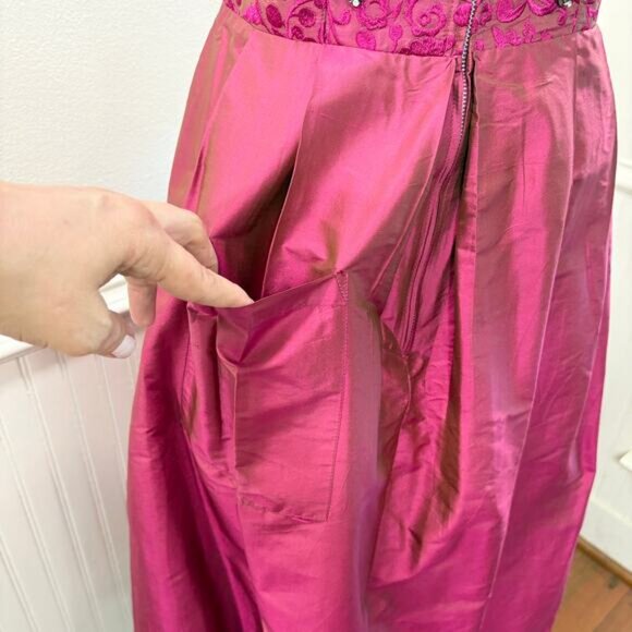 Original Steindl Dress Size M German 100% Silk Dirndl Oktoberfest Milk Maid Pink - Picture 14 of 16